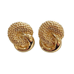 Chunky Goldtone Pierced Earrings classic 1980’s textured Boss Lady style jewelry